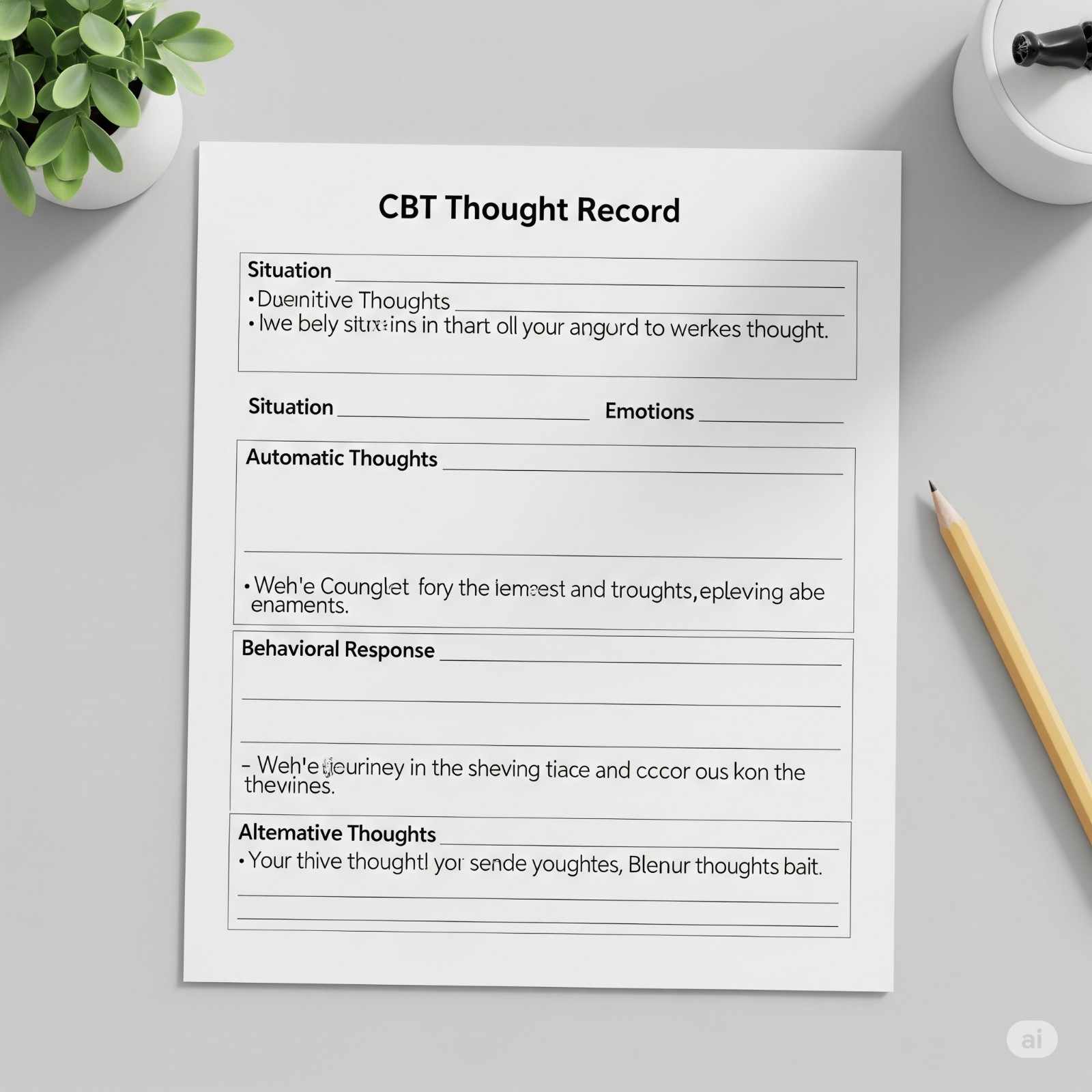CBT Thought Record Worksheet